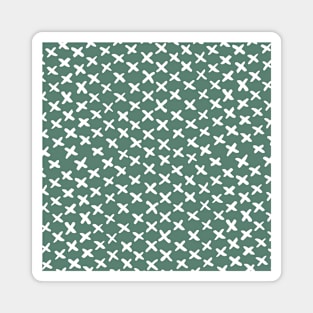 X stitches pattern - green and white Magnet