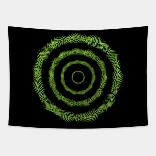 Green fern-leaf circle Tapestry