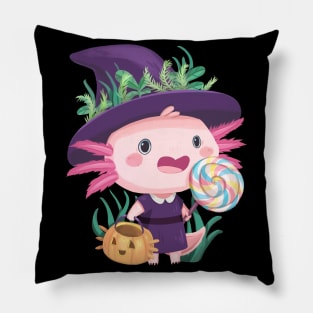 Trick or Treat Witch Axolotl Pillow