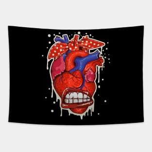 Classic Heart Ribbon Messy Bun Valentine's Day Tapestry