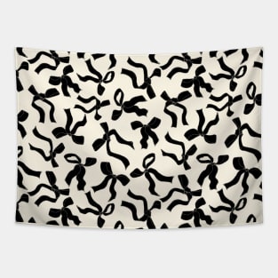 Coquette black bows on a cream beige background pattern Tapestry