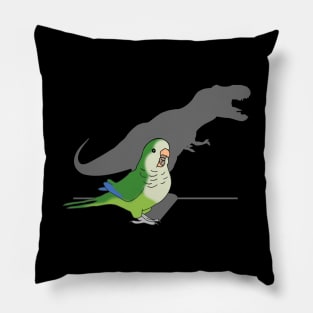 T-rex shadow green monk parakeet Pillow