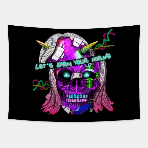 EARN YOUR HORNS Tapestry by Ohhmeed