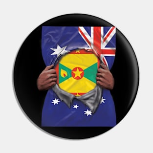 Grenada Flag Australian Flag Ripped - Gift for Grenadan From Grenada Pin