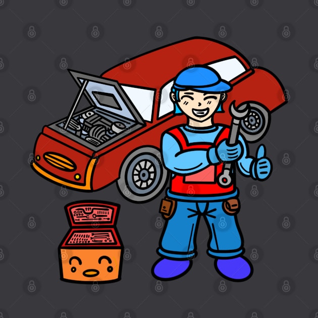 Chibi car mechanic by Andrew Hau