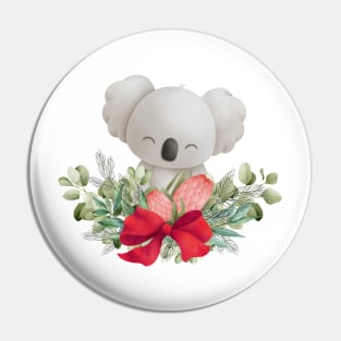 Cute Botanical Christmas Koala Pin