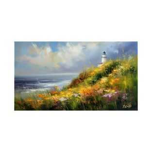 Lighthouse coastal summer scene T-Shirt