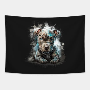 Pitbull Puppy doggy dog Sci-fi Tapestry