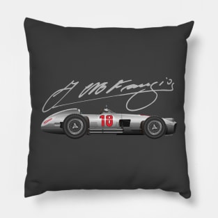 Juan Manuel Fangio W196 illustration with signature Pillow