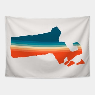 Massachusetts State Retro Map Tapestry