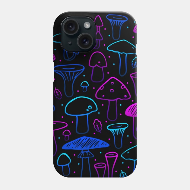 Neon Mushrooms Phone Case by SatyShop
