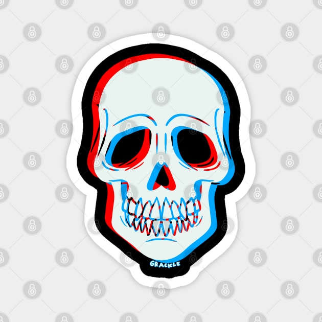 3D Glitch Skull (Red and Blue Version) Magnet by Jan Grackle