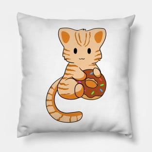 Orange Tabby Cat with donut Pillow