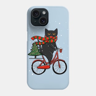Black Cat Winter Bicycle Ride Phone Case