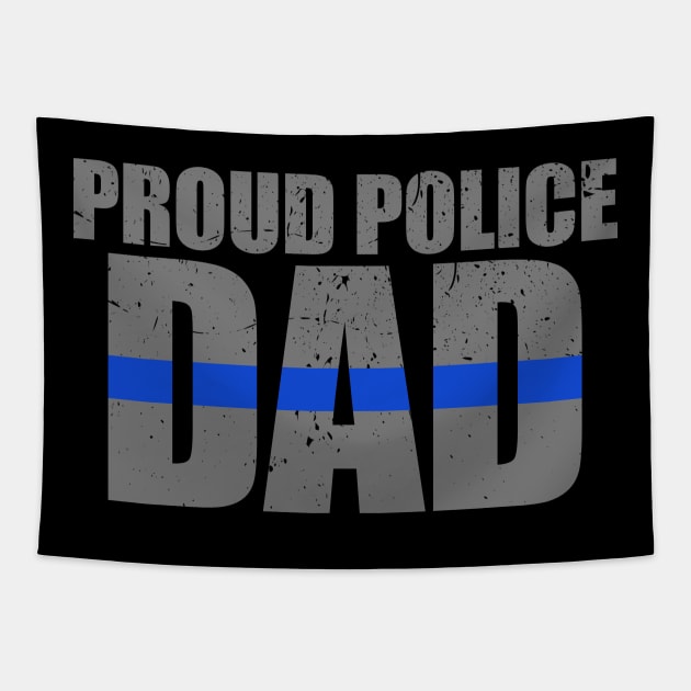 Proud Police Dad Thin Blue Line Tapestry by bluelinemotivation