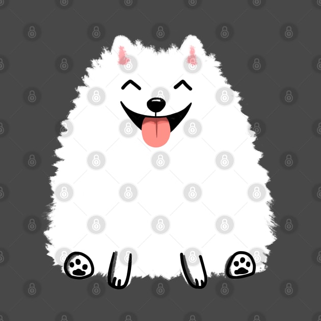 Cute White Pomeranian Cartoon Dog by Coffee Squirrel