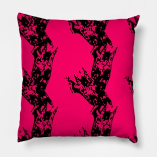 Black grunge on a red, pink background, abstraction Pillow