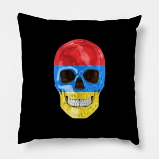 Armenia Flag Skull - Gift for Armenian With Roots From Armenia Pillow