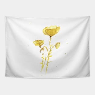 Watercolor Poppy Flower Tapestry