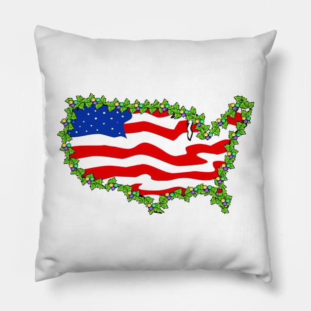 Christmas with US Map Pillow by ssbond