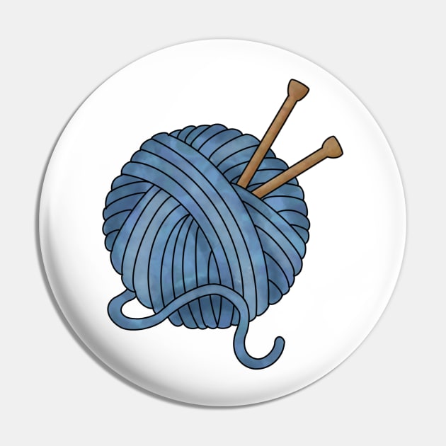 Blue Yarn Ball Pin by peachycrossing