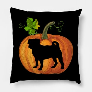 Pug in pumpkin Pillow