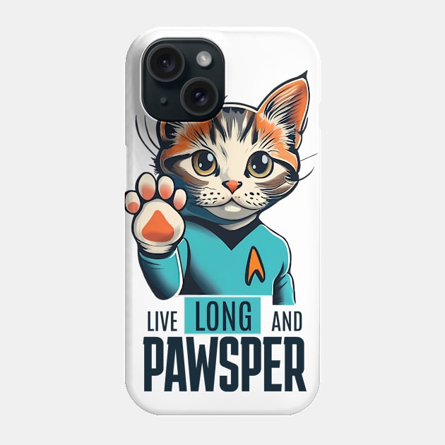 Cat Trek - Live Long and Pawsper Phone Case by BobaTeeStore