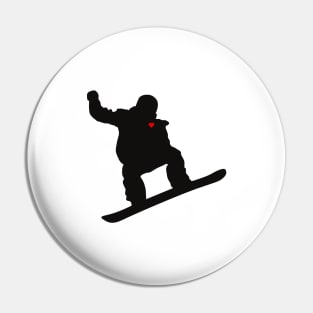 Snowboarder with heart Pin