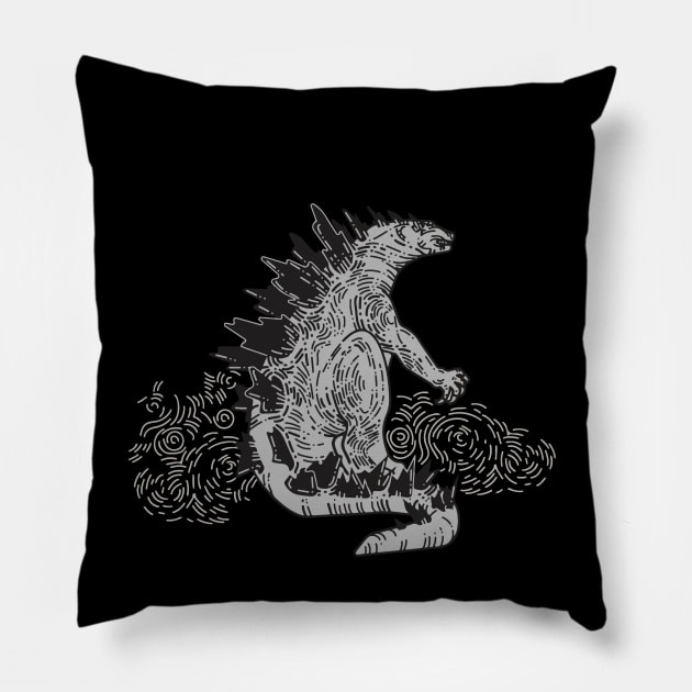 Traditional Godzilla. Pillow by Tad