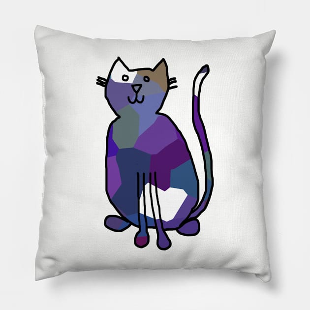 Blue Crystal Cat Animals Pillow by ellenhenryart