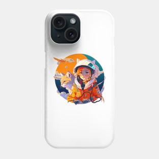 Cosmic girl and cat Phone Case