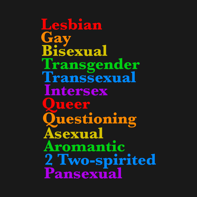 LGBTTIQQAA2P Pride Diversity Rainbow LGBTQ Acronym by epiclovedesigns