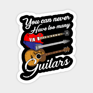 Funny You Can Never Have Too Many Guitars Pun Magnet