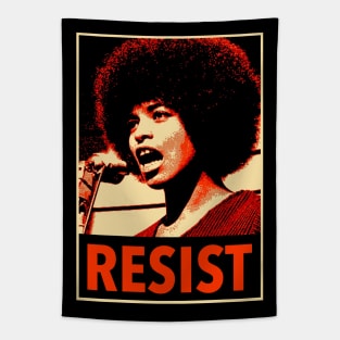 Angela Davis Resist (orange tone) Tapestry