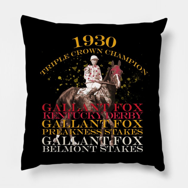 1930 Triple Crown Champion Gallant Fox horse racing design Pillow by Ginny Luttrell