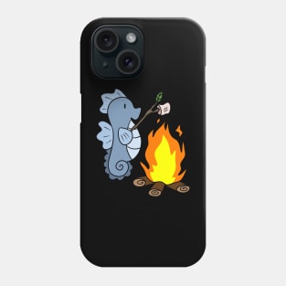 Blue Sea Horse Roasting Marshmallows by a Campfire Phone Case