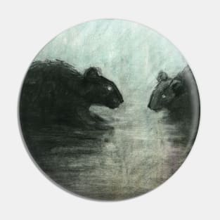 two rat silhouettes - pastel painting Pin