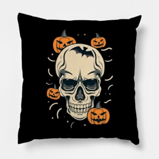 Halloween skull and pumpkin Pillow