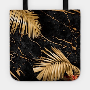 Black Gold marble tropic Tote