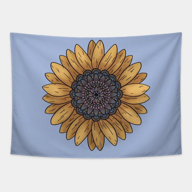 Sunflower Mandala Tapestry by katieharperart