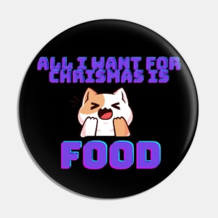 Christmas Cat want food ,cat art Pin