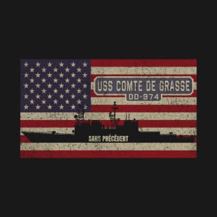 Comte de Grasse DD-974 Spruance Class Destroyer Ship Vintage USA American Flag Gift T-Shirt