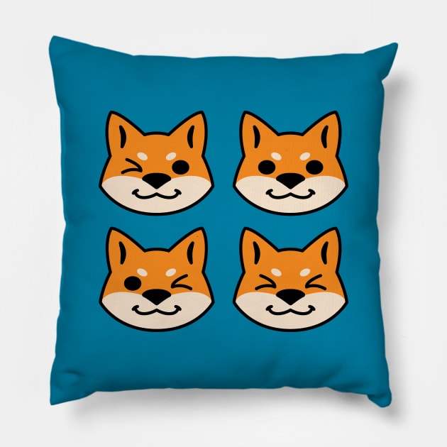 4 Shibas (Red) Pillow by kaeru