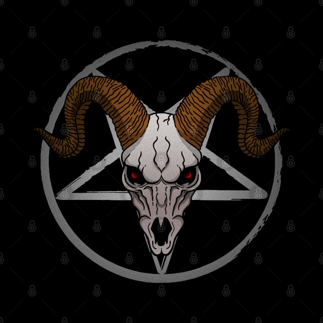 Hail Satan Goat Skull by SFPater