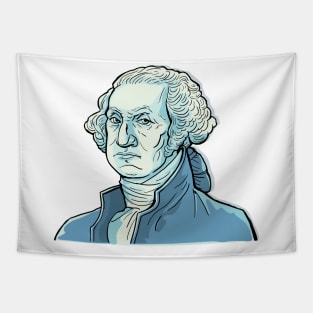 portrait of George Washington in blue tones Tapestry