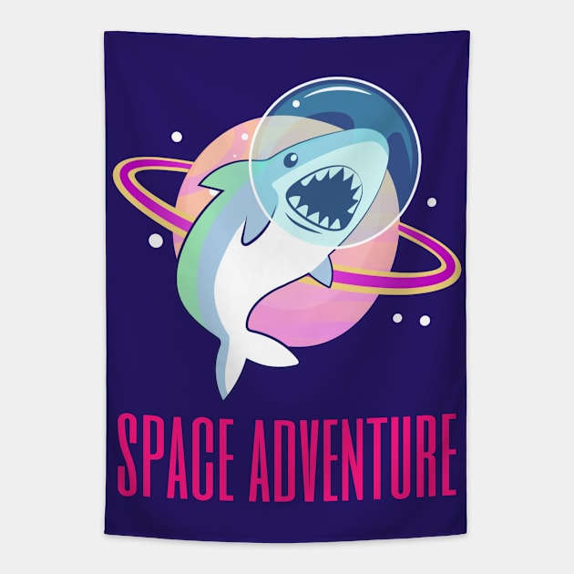 Space Adventure Shark Tapestry by Katje