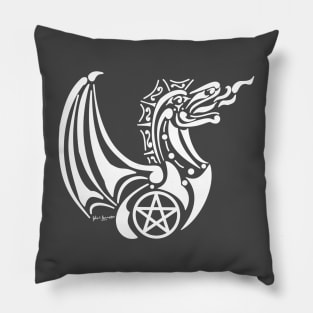 Pentacle Dragon2 White Pillow