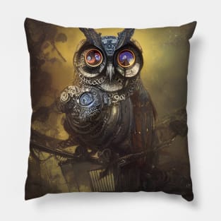 Steampunk Clockwork Owl Pillow