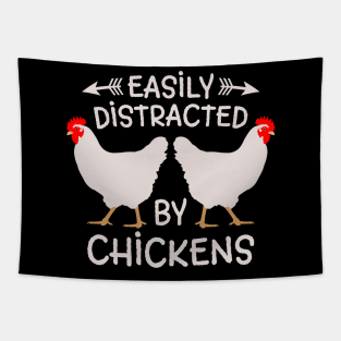 Easily distracted by chickens,farm,farms,farmers,farmer wife,farmer girl,farmer gift Tapestry