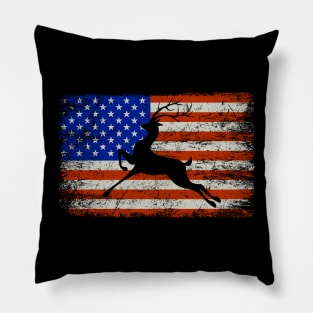 Deer Hunting American Flag Pillow